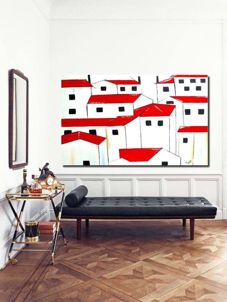 Original Abstract Architecture Painting by Poovi Art