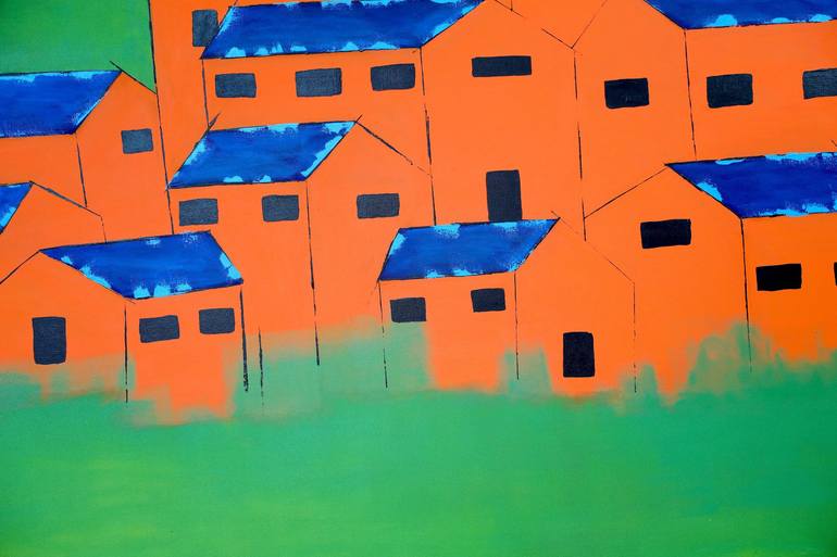 Original Modern Architecture Painting by Poovi Art