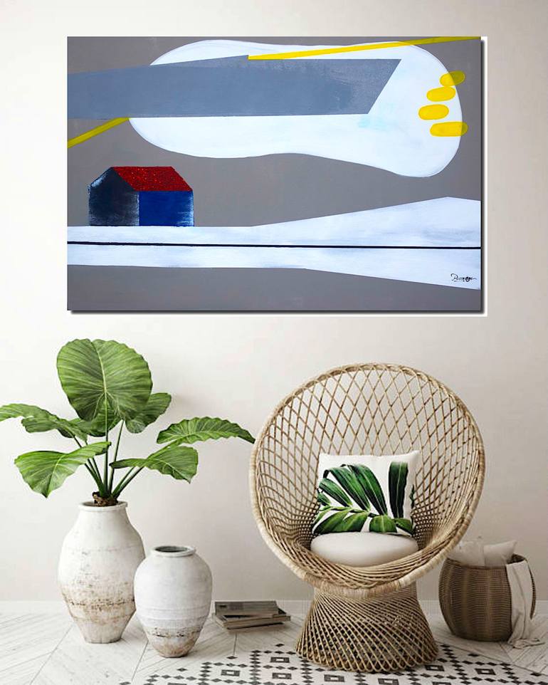 Original Abstract Architecture Painting by Poovi Art