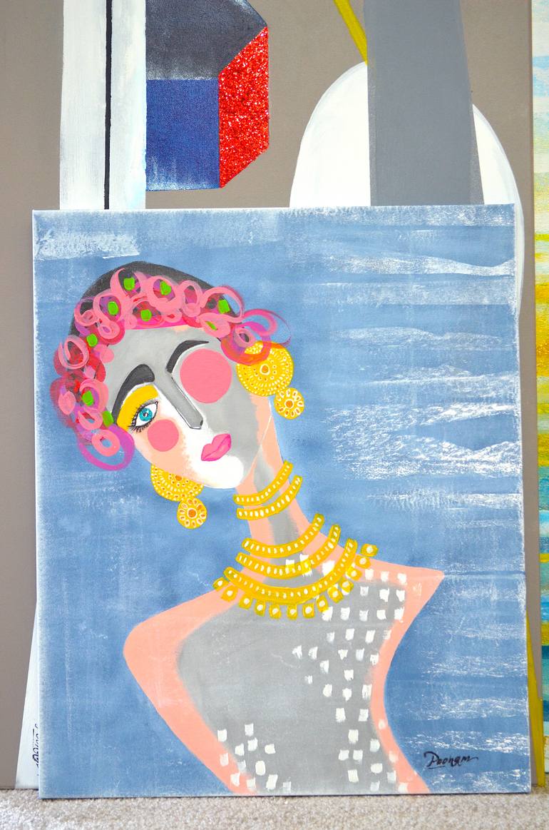 Original Surrealism People Painting by Poovi Art