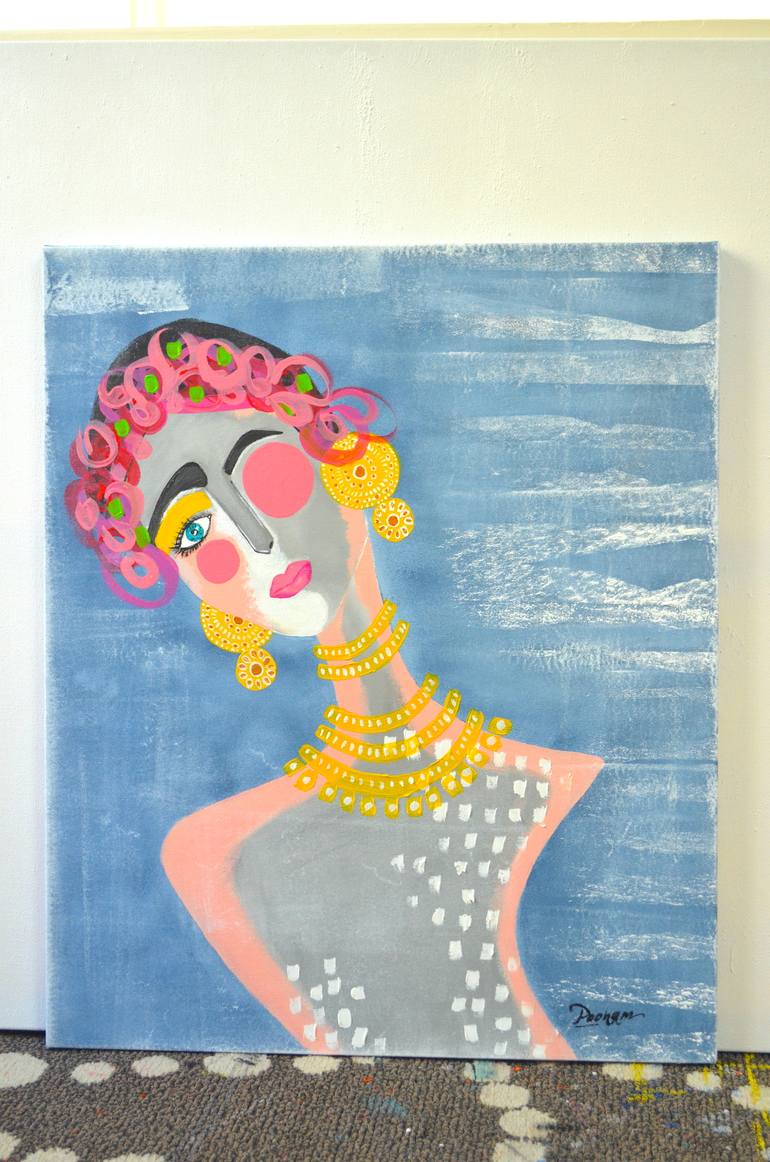 Original Portrait Painting by Poovi Art