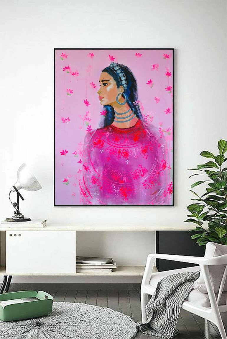 Original Abstract Expressionism Portrait Painting by Poovi Art
