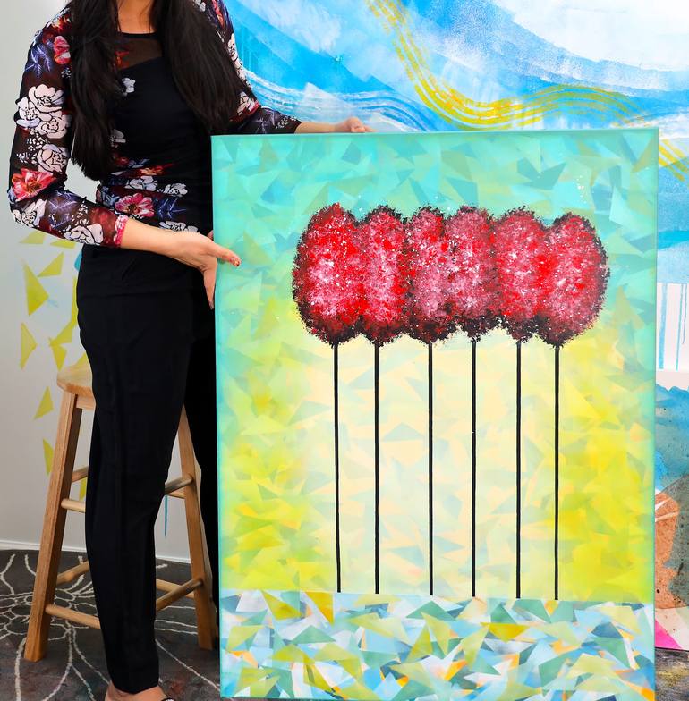 Original Abstract Expressionism Landscape Painting by Poovi Art