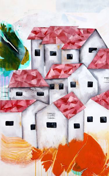 Original Abstract Expressionism Architecture Paintings by Poovi Art