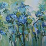 Blue hydrangeas on green by Irina Privedentseva