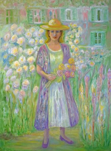 Girl in Monet's Garden at Giverny thumb