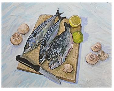 Still life with mackerel and sea bream thumb