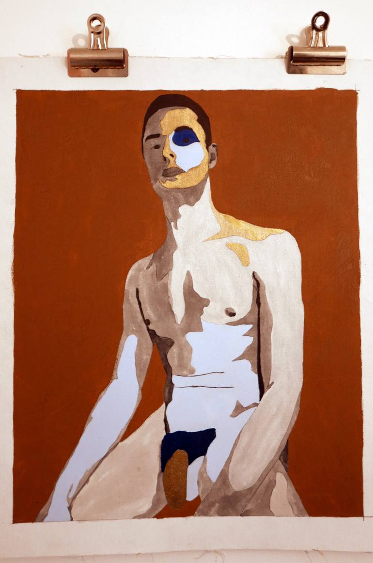 Original Figurative Nude Painting by Bobby v