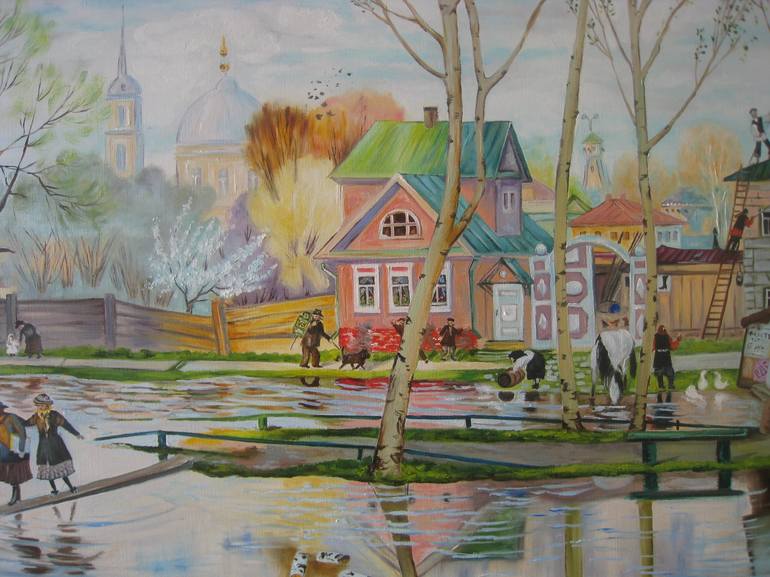 Original Contemporary Rural life Painting by Natalia Shaykina