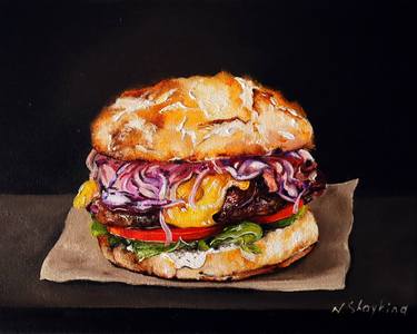 THE BURGER Original Oil Painting on canvas thumb