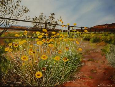 Original Oil Painting Meadow Yellow Flowers thumb