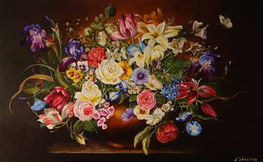 Ukrainian Floral Still Life,Original oil painting thumb