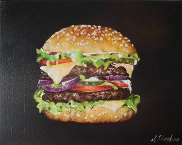 The Burger, Original Oil Painting thumb