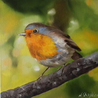 Original Oil Painting Robin Bird thumb