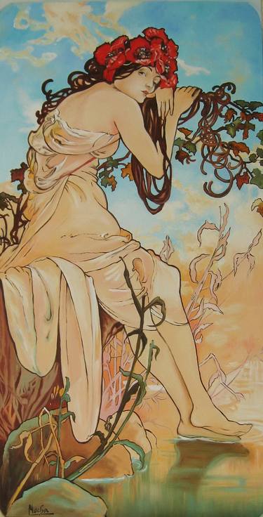 Alphonse Mucha - The Summer, Reproduction Oil Paintings On Canvas thumb