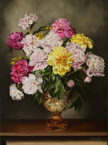 Peony Bouquet in a ornate vase thumb