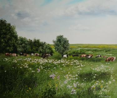 Original Fine Art Cows Paintings by Natalia Shaykina