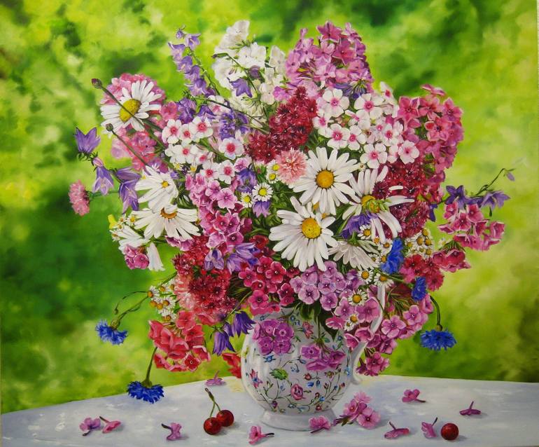 Large FLORAL OIL PAINTING Original, Flowers With Dark Background