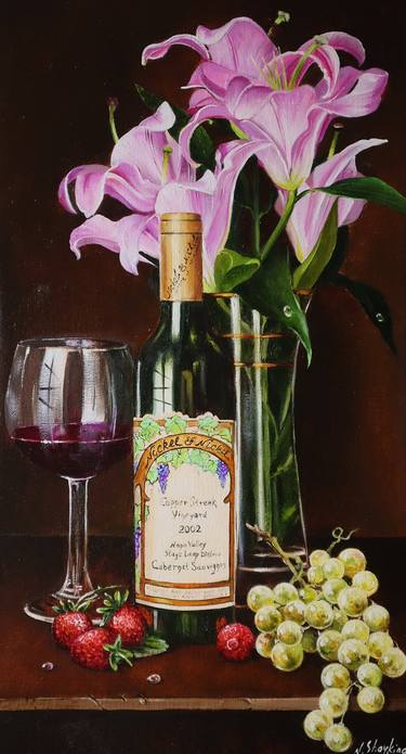 Wine bottle from Napa valley - Original Oil Painting on Canvas thumb