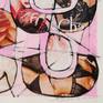 Shapes 078 is a mixed technique built with collage, acrylic & charcoal, painting on waterpaper, cut and pasted magazines. The background its acrylic painted in pink color.