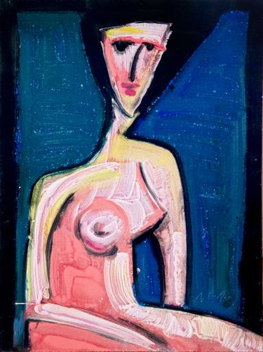 Original Expressionism Nude Painting by Santi Sindoni