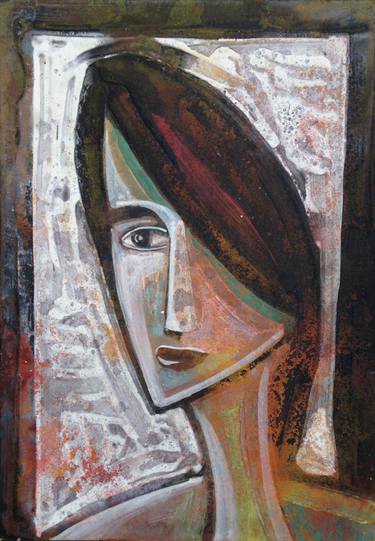 Original Expressionism Portrait Painting by Santi Sindoni