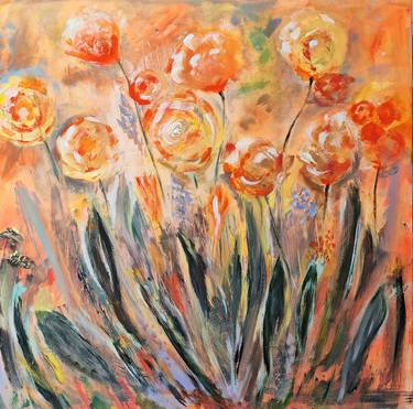 Original Abstract Expressionism Garden Painting by Ivana Pelouchová