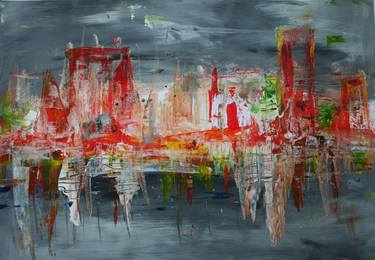 Original Abstract Expressionism Cities Paintings by Ivana Pelouchová