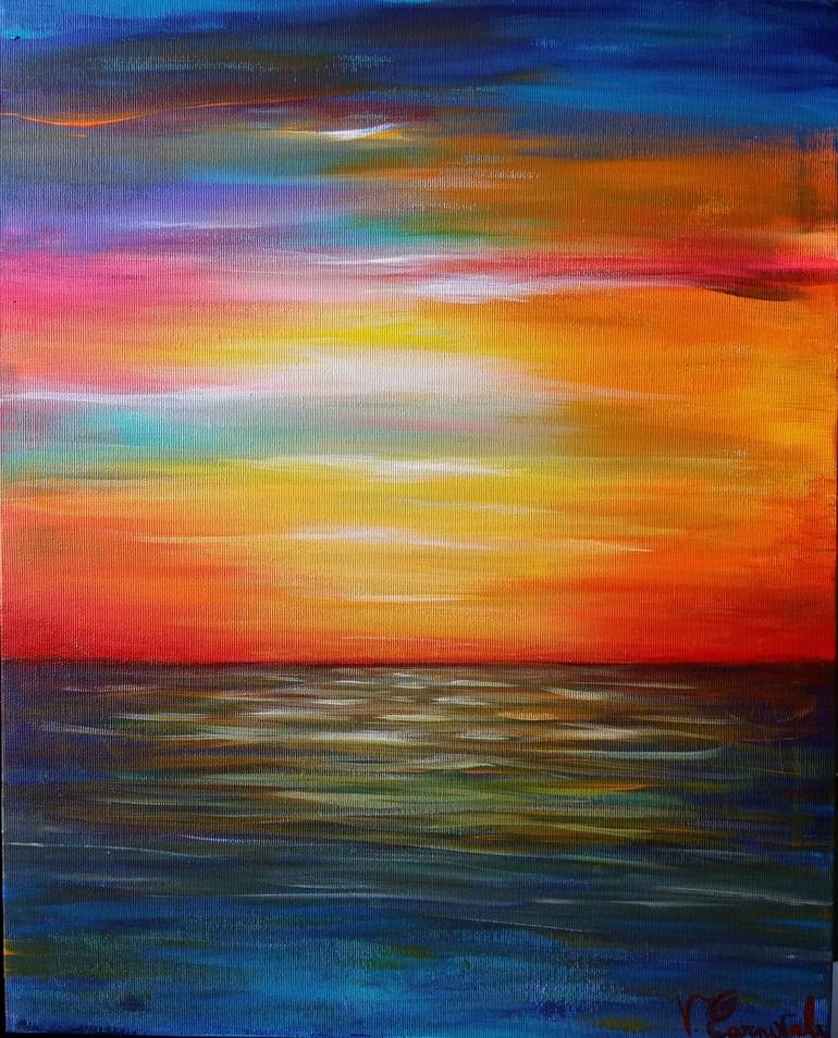 Tramonto sul Mare Painting by Valter Carnevale | Saatchi Art