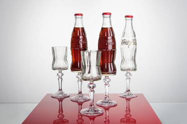 Cola glass (set of 3, one full bottle and two glasses) thumb
