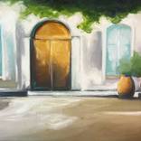 Light on the wooden door by liliane chaix