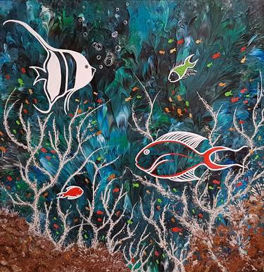 Original Abstract Fish Paintings by Alexandra Romano
