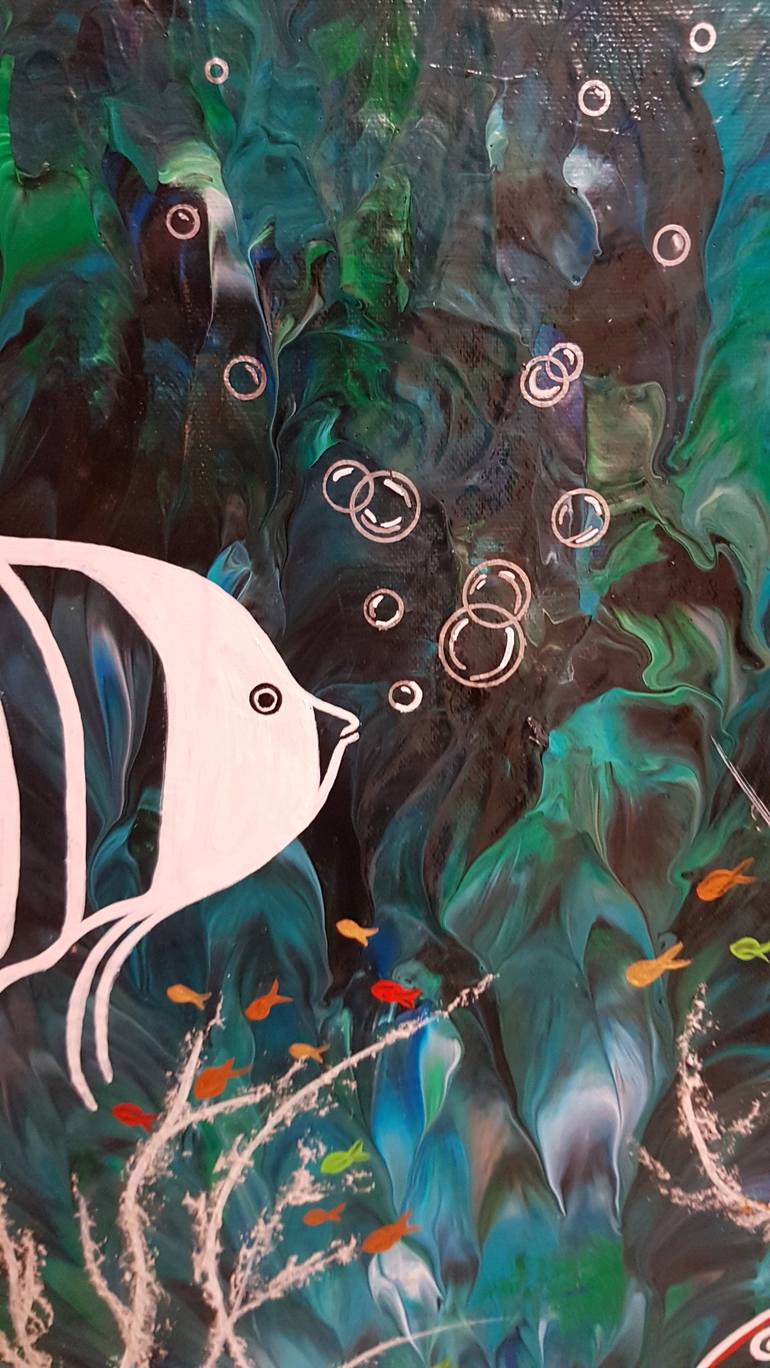Original Abstract Fish Painting by Alexandra Romano