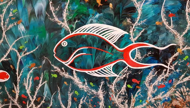 Original Abstract Fish Painting by Alexandra Romano