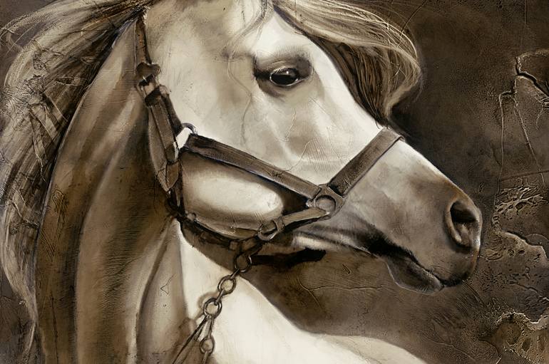 Original Realism Horse Printmaking by Lidia Wylangowska
