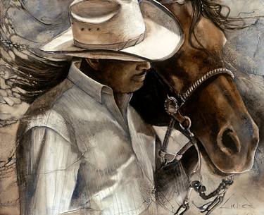 Print of Realism Horse Paintings by Lidia Wylangowska