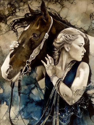 Print of Horse Paintings by Lidia Wylangowska