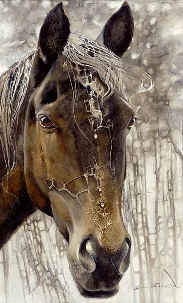 Print of Horse Paintings by Lidia Wylangowska