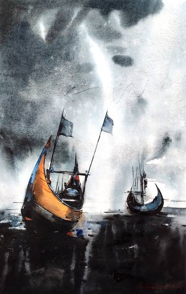 Original Realism Boat Paintings by Palash Datta