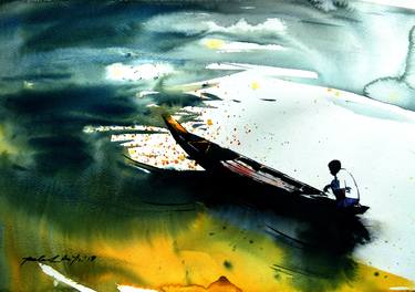 Print of Boat Paintings by Palash Datta