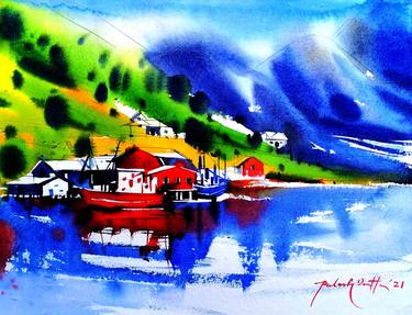 Print of Fine Art Landscape Paintings by Palash Datta