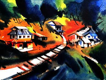 Print of Landscape Paintings by Palash Datta