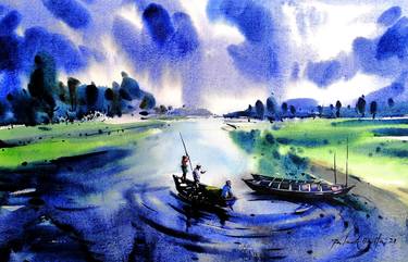 Print of Landscape Paintings by Palash Datta