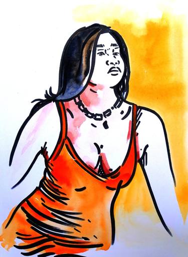 Print of Figurative Women Paintings by Palash Datta