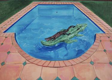 Pool with two crocodiles thumb