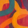 Vibrant abstract painting. Interwoven curving, branching paths of individual colors, coexisting, sharing space.