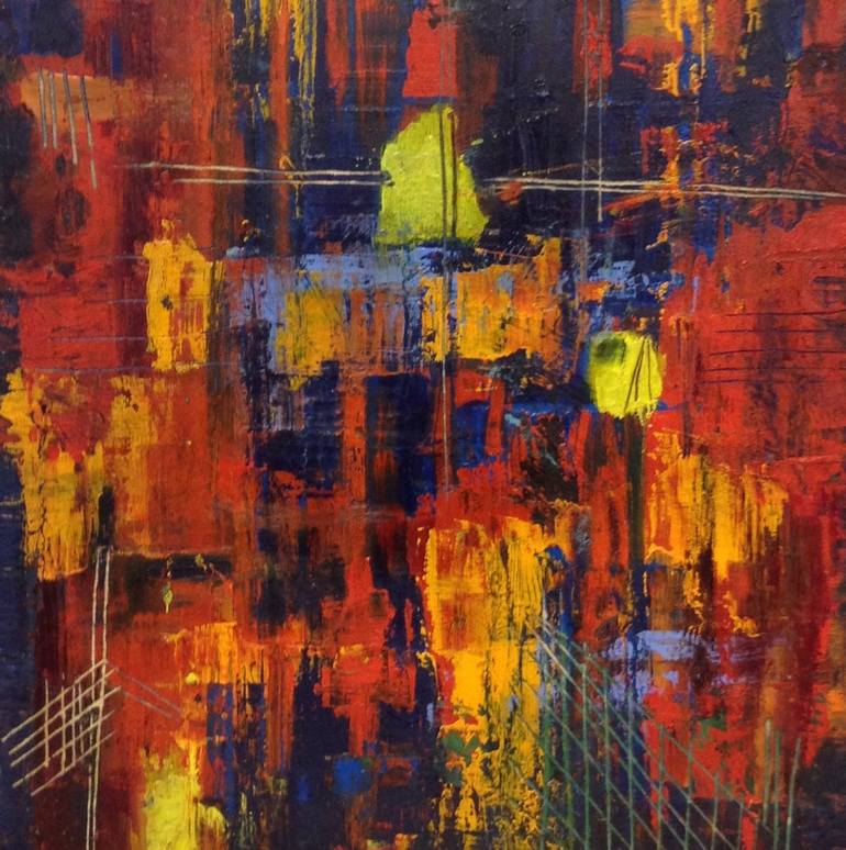 Original Abstract Cities Painting by Michael Barritt