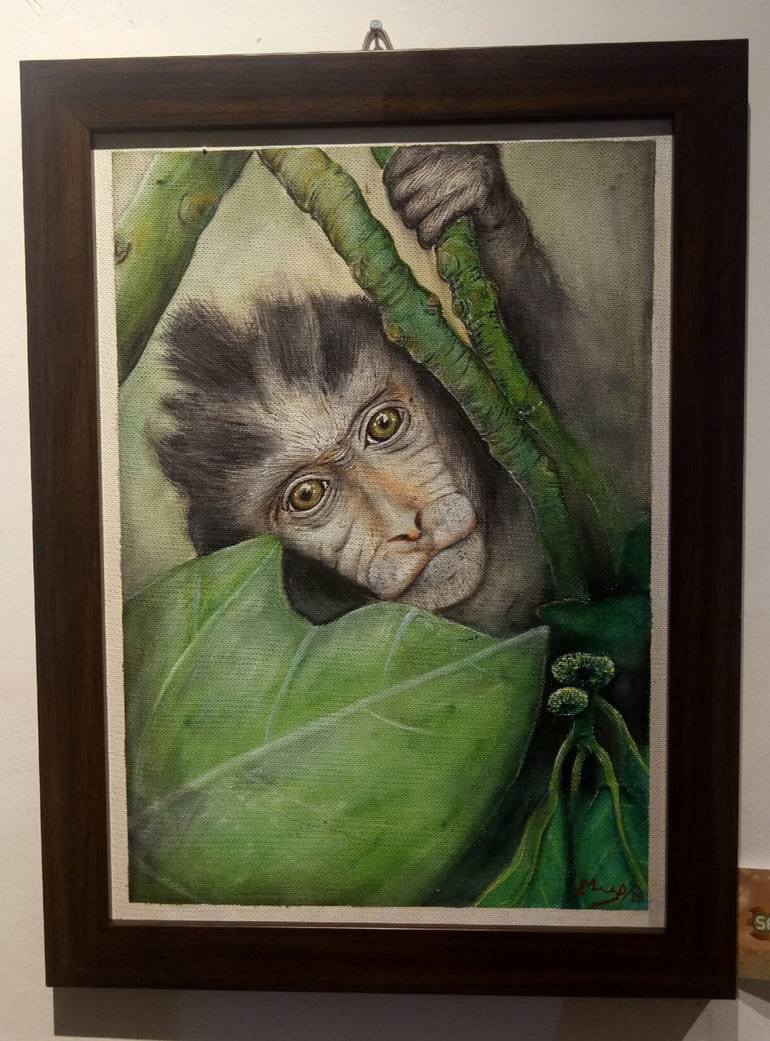 Monkey Painting By Madhusudan V | Saatchi Art