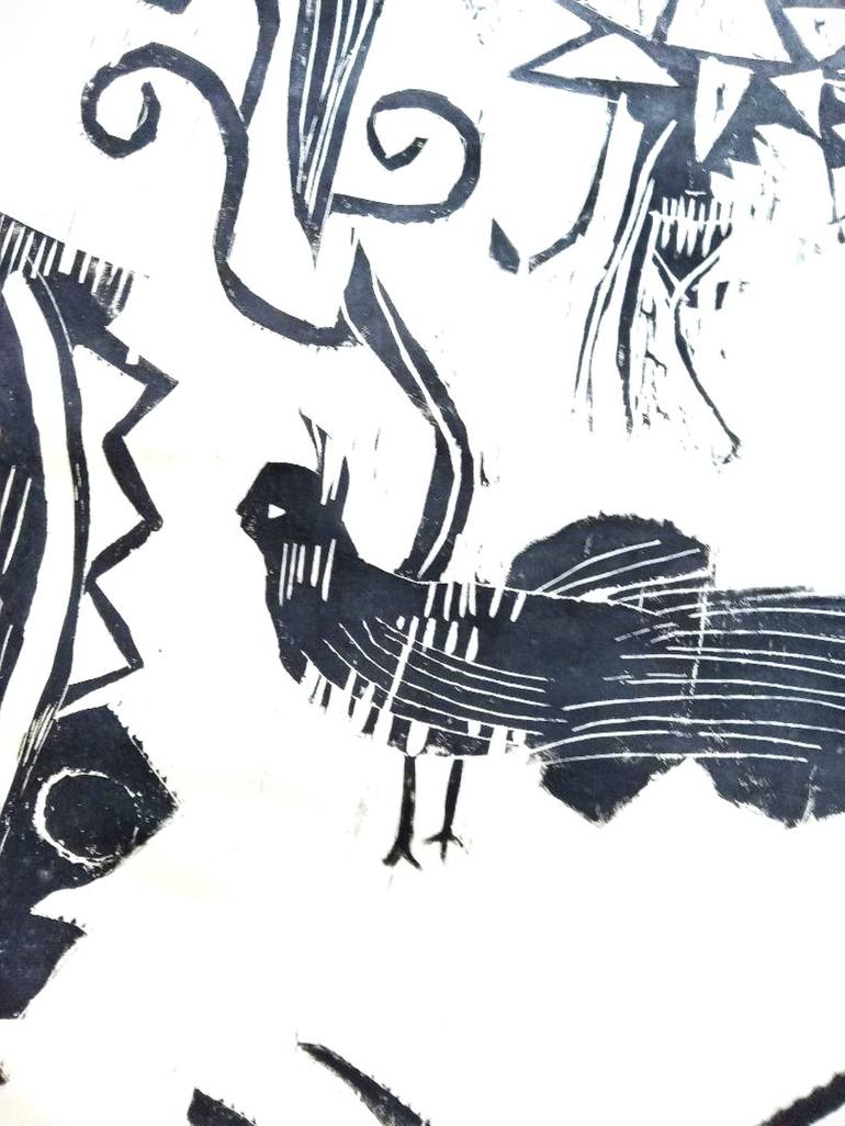 Original Abstract Animal Printmaking by Elissa Dorfman