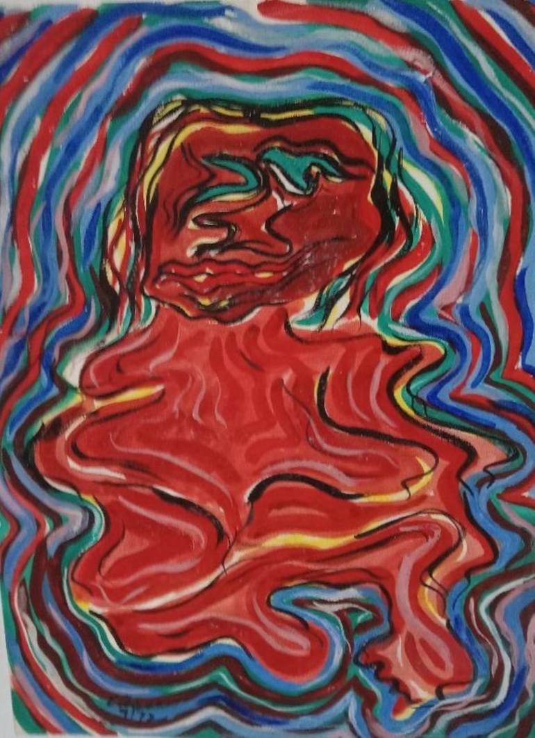 Original Abstract People Painting by Elissa Dorfman